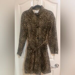 NWT Women's Daily Ritual Leopard Animal Print Trench Coat Stretch Twill Small.